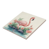 Flamingo Blumenrosa Vogel Fliese (Seite)