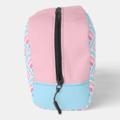 Flamingo Blush Pink Blau Geometrische Waves Muster Waschbeutel (Rechts)