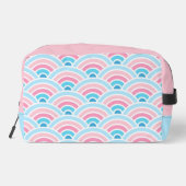 Flamingo Blush Pink Blau Geometrische Waves Muster Waschbeutel (Rückseite)