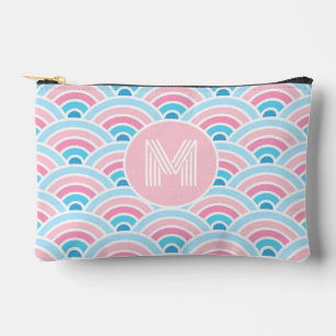 Flamingo Blush Pink Blau Geometrische Waves Muster Zubehörtasche