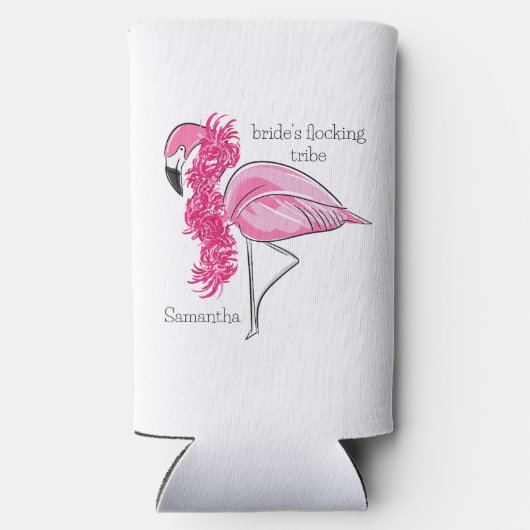 Flamingo Boa Bachelorette Flocking Tribe Custom Selters Dosenkühler (Rückseite)