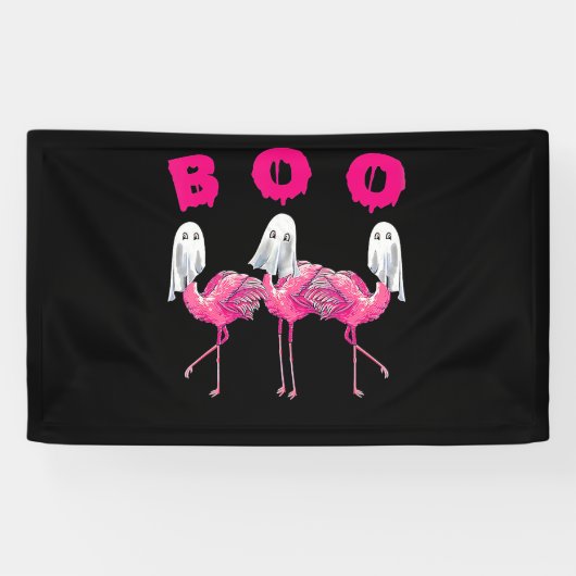 Flamingo | Boo Flamingo Halloween Flamingo Ghost Banner (Horizontal)