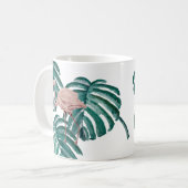 Flamingo Botanische Pflanze Printmaking Green Kaffeetasse (Vorderseite Links)