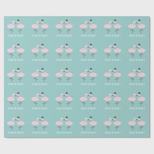 Flamingo-Braut-und Bräutigam-personalisierte Geschenkpapier (Flach)