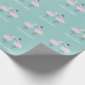Flamingo-Braut-und Bräutigam-personalisierte Geschenkpapier (Ecke)