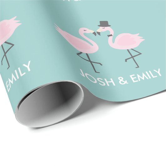 Flamingo-Braut-und Bräutigam-personalisierte Geschenkpapier (Rolleneckpunkt)