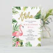 Flamingo Brautdusche Einladung (Stehend Vorderseite)