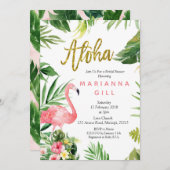 Flamingo Brautdusche Einladung (Vorne/Hinten)