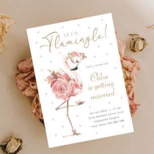 Flamingo-Brautjungfernparty, Florales Rosa Flaming Einladung
