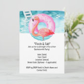 Flamingo Brautparty Pool Party Einladung (Stehend Vorderseite)
