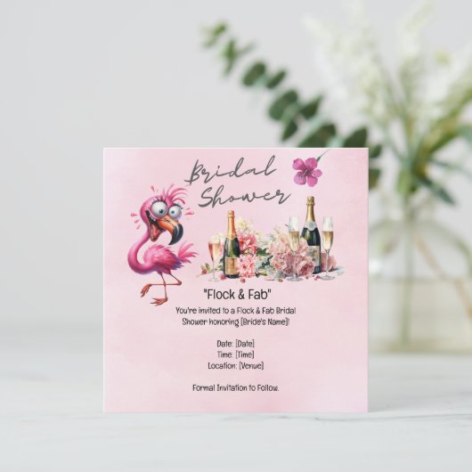 Flamingo Brautparty Save The Date (Stehend Vorderseite)