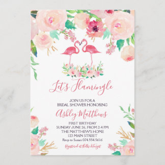 Flamingo Bridal Dusche Einladung, Flamingo Dusche Einladung
