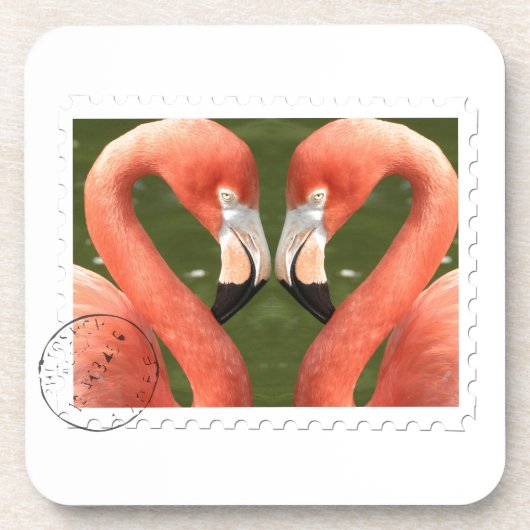 Flamingo Briefmarket Getränkeuntersetzer (Vorderseite)