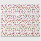 Flamingo Bunny Ears Geschenkpapier (Flach)