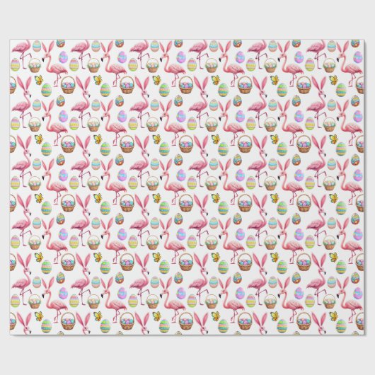 Flamingo Bunny Ears Geschenkpapier (Flach)