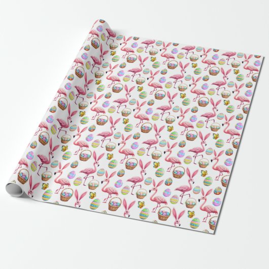 Flamingo Bunny Ears Geschenkpapier (Ungerollt)