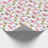 Flamingo Bunny Ears Geschenkpapier (Ecke)