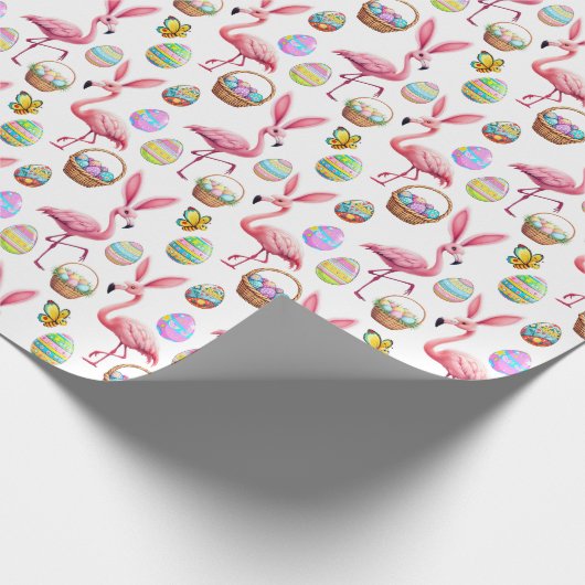 Flamingo Bunny Ears Geschenkpapier (Ecke)