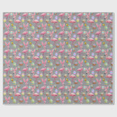 Flamingo Bunny Ears - grau Geschenkpapier (Flach)