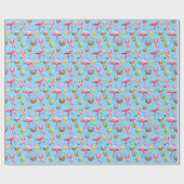 Flamingo Bunny Ears - hellblau Geschenkpapier (Flach)
