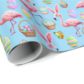 Flamingo Bunny Ears - hellblau Geschenkpapier (Rolleneckpunkt)