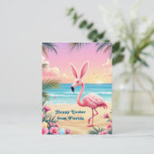 Flamingo Bunny Ears Holi Feiertagspostkarte (Stehend Vorderseite)