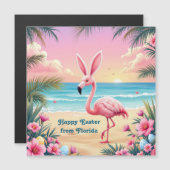 Flamingo Bunny Ears Holi Magnetkarte (Vorne/Hinten)