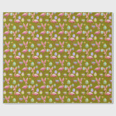 Flamingo Bunny Ears - olive Geschenkpapier (Flach)