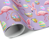 Flamingo Bunny Ears - Pal lila Geschenkpapier (Rolleneckpunkt)