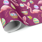 Flamingo Bunny Ears - Wein Geschenkpapier (Rolleneckpunkt)