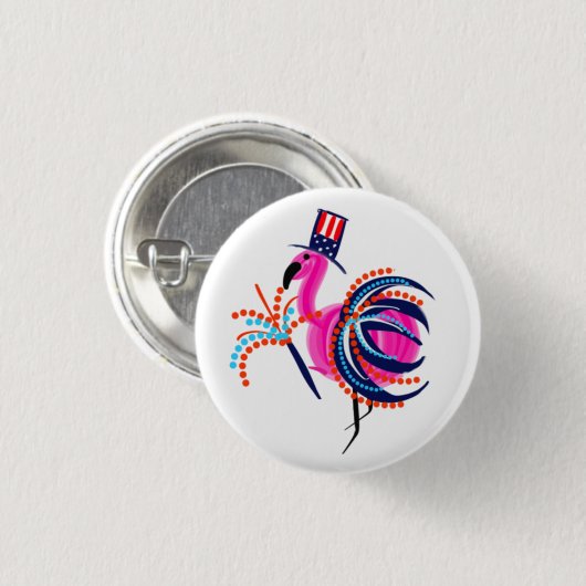 Flamingo Button vom 4. Juli (Vorne & Hinten)