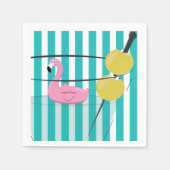 Flamingo & Cabana Stripe Cocktail Napkin - Turq. Serviette (Vorderseite)