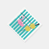 Flamingo & Cabana Stripe Cocktail Napkin - Turq. Serviette (Ecke)