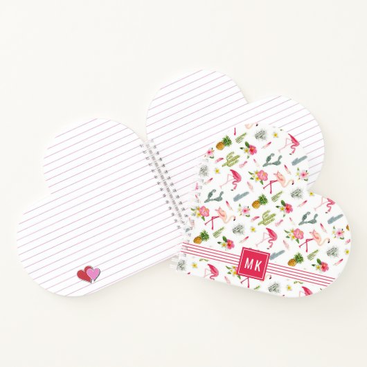 Flamingo Cactus Pineaple Hibiskus Pattern Notizbuch (Innenseite)