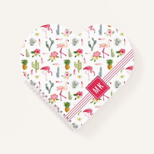 Flamingo Cactus Pineaple Hibiskus Pattern Notizbuch (Vorderseite)
