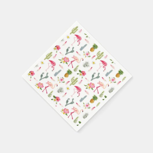 Flamingo Cactus Pineaple Hibiskus Pattern Serviette (Ecke)