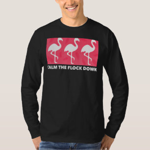 Flamingo Calm Flock Down Pink Bird Sommer T-Shirt