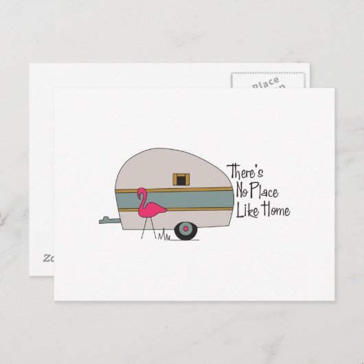 Flamingo Camper Postkarte (Vorne/Hinten)