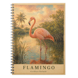 Flamingo Caribbean Wetlands VINTAGE Notizblock