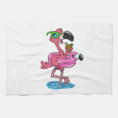 Flamingo-Cartoon| Hintergrundfarbe Geschirrtuch (Horizontal)