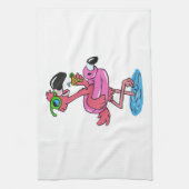 Flamingo-Cartoon| Hintergrundfarbe Geschirrtuch (Vertikal)