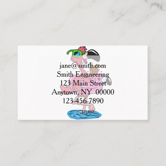 Flamingo-Cartoon| Hintergrundfarbe Visitenkarte (Vorderseite)