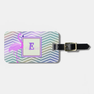 Flamingo Chevron-Zickzack, monogramm-personalisier Gepäckanhänger