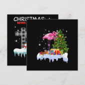 Flamingo-Christbaumlichter Einladung (Vorne/Hinten)