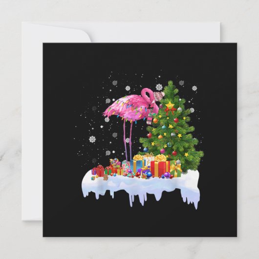 Flamingo-Christbaumlichter Einladung (Vorderseite)