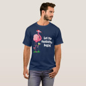 Flamingo Christmas Bird w Martini Glass Funny T-Shirt (Vorne ganz)
