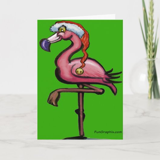 Flamingo Christmas Card Feiertagskarte (Vorderseite)