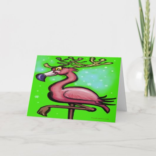 Flamingo Christmas Card Feiertagskarte (Vorderseite)