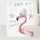 Flamingo Christmas Card Personalizable Dankeskarte (Vorderseite)