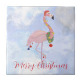 Flamingo Christmas Color Lights Fliese (Vorderseite)